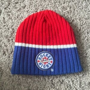 HOCKEY NIGHT IN CANADA red  blue Budweiser beanie hat